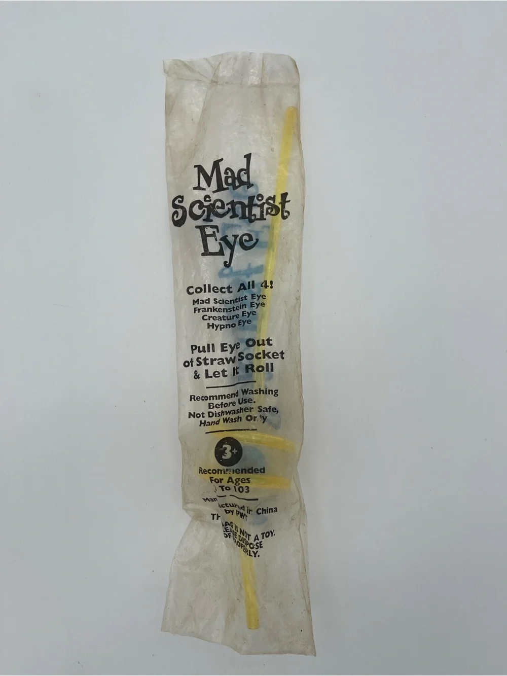 Vintage 1990's Taco Bell Floating Eyeball Crazy Straw Mad scientist Eye